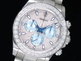 로렉스 데이토나 116576 풀 다이아몬드 다이얼 | Daytona 116576TBR Full Paved Diamonds SS BLF Best Edition Diamonds Dial on SS Bracelet A4130