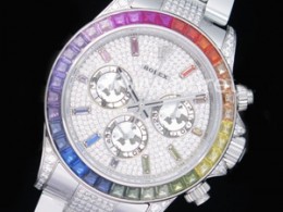 로렉스 데이토나 풀 다이아몬드 다이얼 | Daytona SS Full Paved Diamonds OMF Best Edition Diamonds Dial on Diamonds Bracelet A4130