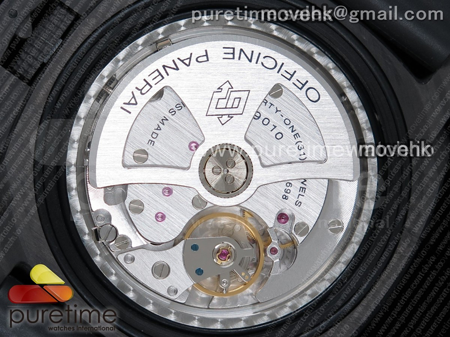 파네라임 팸1616 카보테크 47mm 블랙 다이얼 | PAM1616 Carbotech 47mm VSF Best Edition Black Dial Blue Markers on Rubber Strap P.9010 Clone 상세이미지 15