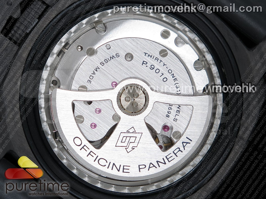 파네라임 팸1616 카보테크 47mm 블랙 다이얼 | PAM1616 Carbotech 47mm VSF Best Edition Black Dial Blue Markers on Rubber Strap P.9010 Clone 상세이미지 16
