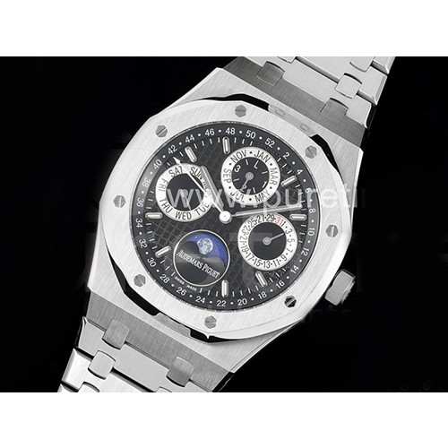 오데마피게 로얄오크 41mm 컴플리케이션 크로노 블랙실버 다이얼 | Royal Oak 41mm Complicated 26574 SS APSF1:1 Best Edition Black/Silver Dial on SS Bracelet A5134