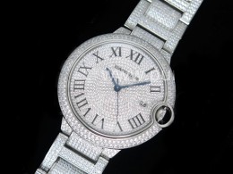 까르띠에 발롱블루 42mm 풀 다이아몬드 스테인레스 스틸, 홍콩명품남자시계, CARTIER