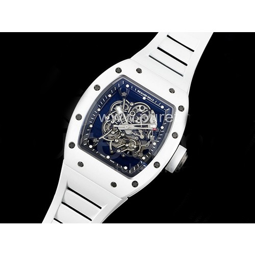 [RICHARD MILLE] 리차드밀레 RM055 티타늄 화이트 세라믹 스켈레톤 다이얼, 화이트 스트랩, 홍콩명품시계 무브타임, 남자명품시계,워치,손목시계