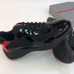 [PRADA] 프라다슈즈 2022 남자 블랙 레더 메쉬 운동화 SE446, PMD, 홍콩명품신발,무브타임사이트,해외직구,MOVETIME