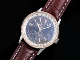 [BREITLING] 브라이틀링 네비타이머 로즈골드 41mm 그레이 다이얼, 홍콩명품시계,남자워치,손목시계,브라운가죽스트랩