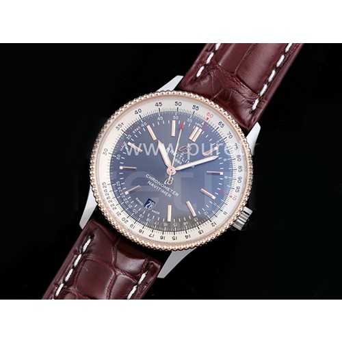 [BREITLING] 브라이틀링 네비타이머 로즈골드 41mm 그레이 다이얼, 홍콩명품시계,남자워치,손목시계,브라운가죽스트랩