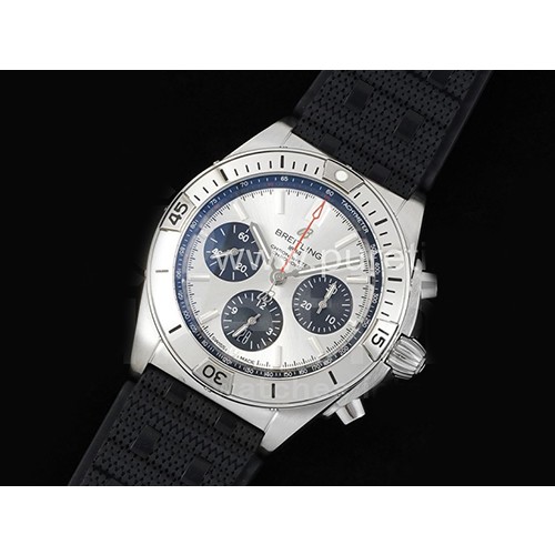 [BREITLING] 브라이틀링 크로노맷 B01 42mm 실버 다이얼, 홍콩명품시계,남자워치,손목시계,고무밴드,스트랩
