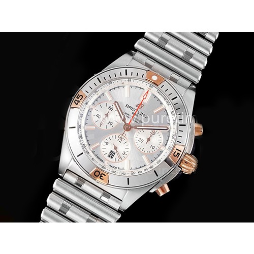 [BREITLING] 브라이틀링 크로노맷 B01 42mm 실버/로즈골드 실버 다이얼, 홍콩명품시계,남자워치,손목시계,메탈,스트랩