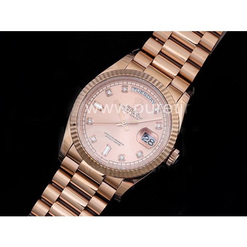 [홍콩명품시계.ROLEX] 로렉스 데이데이트 36mm 로즈골드 128235 크리스탈 마크 골드 다이얼, 롤렉스,남자명품시계,메탈시계,무브타임쇼핑몰
