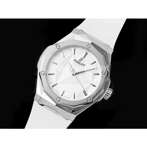 [홍콩명품시계.HUBLOT] 휴블럿 클래식퓨션 실버스틸 화이트 다이얼, 무브타임,남자명품시계,워치,중년남자,SA,명품시계,고무밴드