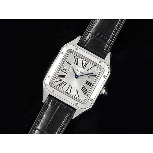 [홍콩명품.CARTIER] 까르띠에 산토스 뒤몽 27.5mm 여성용 실버 다이얼, 홍콩명품시계,여자시계명품워치,가죽스트랩