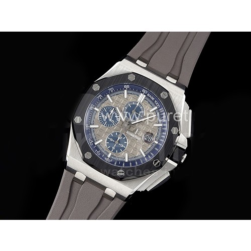 [홍콩명품시계.AUDEMARS PIGUET] 오데마피게 로얄오크 오프쇼어 44mm 크로노 블랙 세라믹 베젤 그레이/블루 다이얼, 남자명품시계,워치,중년남자,SA,명품시계,고무밴드