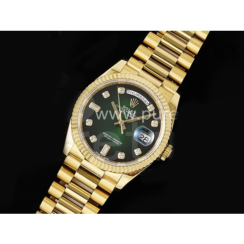 [홍콩명품시계.ROLEX] 롤렉스 데이데이트 36mm 옐로우골드 그린/블랙 다이아몬드 다이얼, 명품직구,구매대행,럭셔리,남자명품시계,워치,중년남자