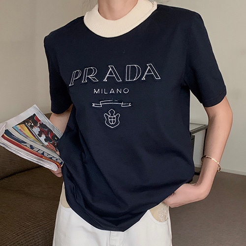 [홍콩명품,PRADA] 프라다 23SS 로고 자수 반팔 티셔츠 (2컬러), BM5280, SG, 온라인명품쇼핑몰,의류,무브타임사이트,인터넷쇼핑몰,해외직구