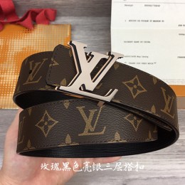 [홍콩명품.LOUIS VUITTON] 루이비통 23SS LV 모노그램 가죽 벨트 (브라운-블랙), BT790, 4.0cm, MR, 명품레플리카,명품쇼핑몰,의류,무브타임사이트,인터넷쇼핑몰,남자명품,해외직구