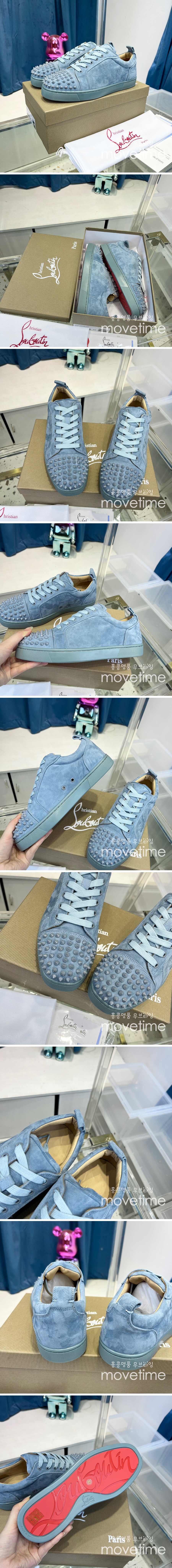 [홍콩명품.Christian Louboutin] 크리스챤루부탱 23SS 로고 가죽 스니커즈 (스카이블루), SE1884, ALW, 무브타임사이트,인터넷명품쇼핑몰,남자명품,슈즈,신발