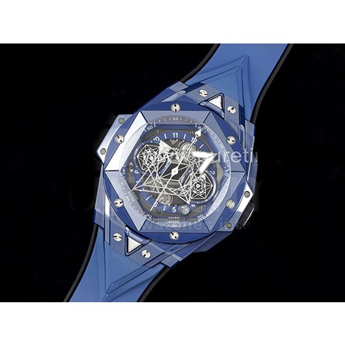 [홍콩명품시계.HUBLOT] 휴블럿 빅뱅 상블러우 II 블루 세라믹 베젤 크로노 스켈레톤 다이얼, 남자명품시계,워치,손목시계,명품직구