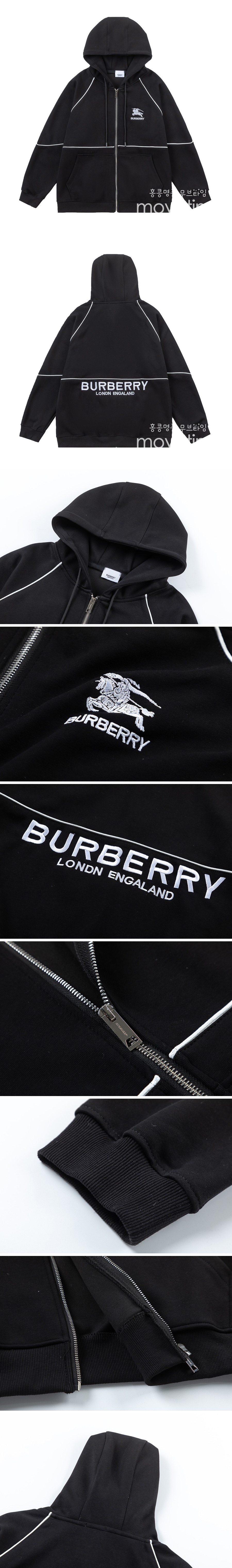 [홍콩명품.Burberry] 버버리 23SS 로고 자수 후드 집업 자켓 (블랙), BM9620, JU, 온라인명품쇼핑몰,남자명품의류,인터넷쇼핑몰,해외직구