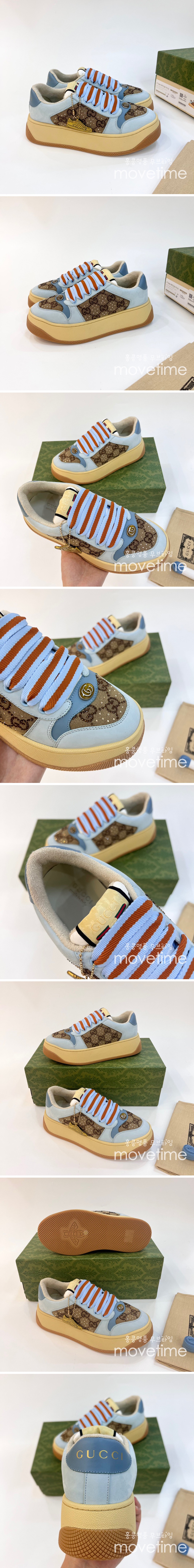 [홍콩명품.Gucci] 구찌 23SS 여성 스크리너 GG 스니커즈 (스카이블루-브라운), SE2282, PMD, 홍콩명품쇼핑몰,무브타임,악세사리,잡화,생활용품