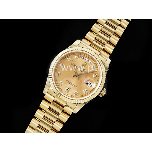 [홍콩명품시계.ROLEX] 로렉스 데이데이트 36mm 옐로우골드 8 포인트 옐로우골드 다이얼