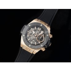 [홍콩명품시계.HUBLOT] 휴블럿 빅뱅 유니코 로즈골드 42mm 블랙 세라믹 베젤 크로노 블랙 스켈레톤 다이얼