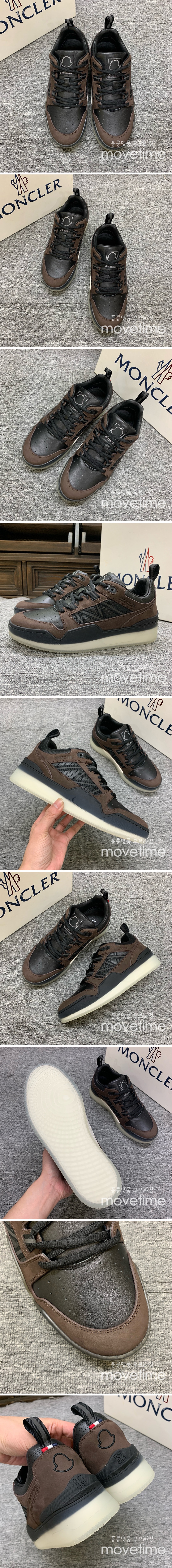 [홍콩명품.MONCLER] 몽클레어 24SS 로고 가죽 스니커즈 운동화 (브라운-블랙), SE2399, S2, 홍콩명품쇼핑몰,무브타임,악세사리,잡화,생활용품