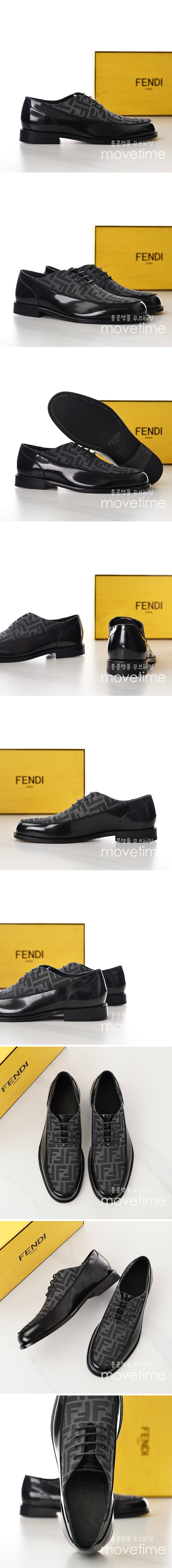 [홍콩명품,FENDI] 펜디 24SS 로고 패턴 레이어드 가죽 정장 구두 (블랙-그레이), SE2416, S2, 홍콩명품쇼핑몰,무브타임,악세사리,잡화,생활용품