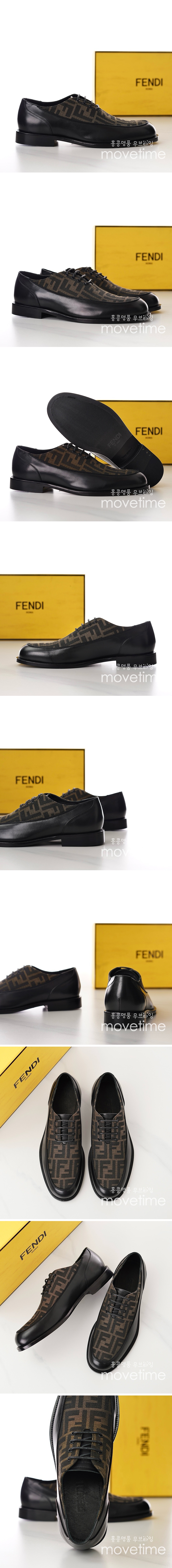 [홍콩명품,FENDI] 펜디 24SS 로고 패턴 레이어드 가죽 정장 구두 (블랙-브라운), SE2418, S2, 홍콩명품쇼핑몰,무브타임,악세사리,잡화,생활용품