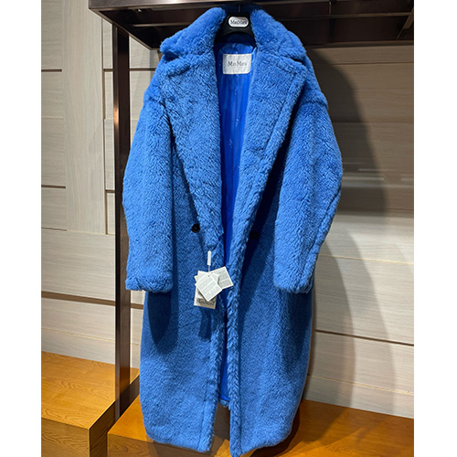 [홍콩명품.Max Mara] 막스마라 24SS 로고 여성 밍크 롱코트 자켓 (블루), BM11906, PG