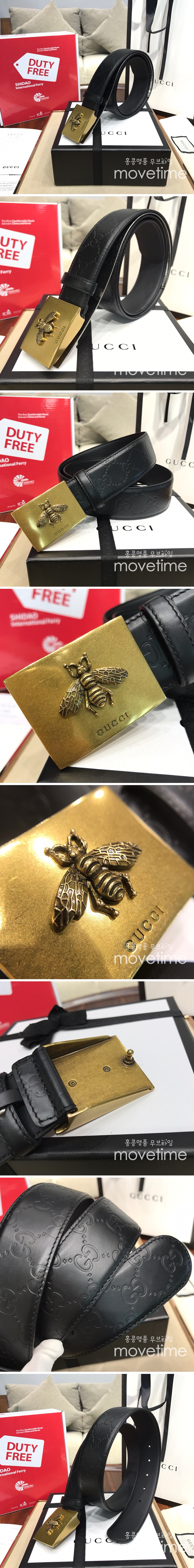 [홍콩명품.Gucci] 구찌 24SS 로고 BEE 골드버클 가죽 벨트, BT1102, 4.0cm, BRB, 명품레플리카,인터넷쇼핑몰,남자명품,해외직구