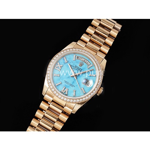 [ROLEX] 로렉스 롤렉스 데이데이트 36mm 로즈골드 다이아몬드 베젤 티파니블루 다이얼