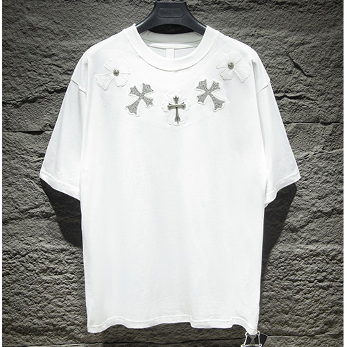 [홍콩명품.Chrome Hearts] 크롬하츠 24SS 크로스 로고 스터드 장식 반팔 티셔츠 (2컬러), BM12136, JU, 홍콩명품의류,구매대행,온라인명품