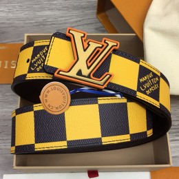 [홍콩명품.LOUIS VUITTON] 루이비통 24SS LV로고 다미에 가죽 벨트 (노랑), BT1132, 4.0cm, MR, 명품레플리카,인터넷쇼핑몰,남자명품,해외직구