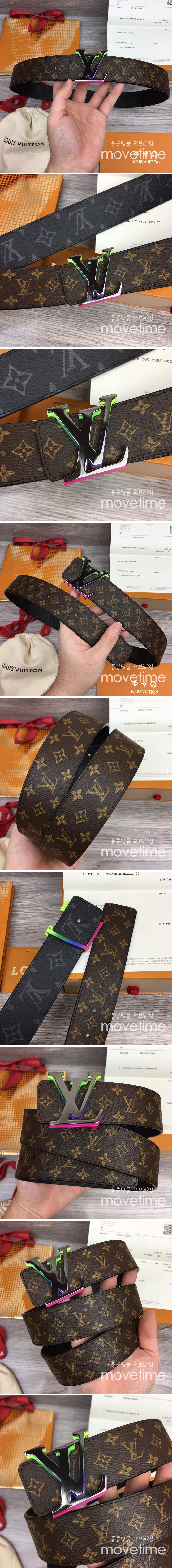 [홍콩명품.LOUIS VUITTON] 루이비통 24SS LV레인보우 로고 모노그램 레더 가죽 벨트 (브라운), BT1153, 4.0cm, MR, 명품레플리카,인터넷쇼핑몰,남자명품,해외직구