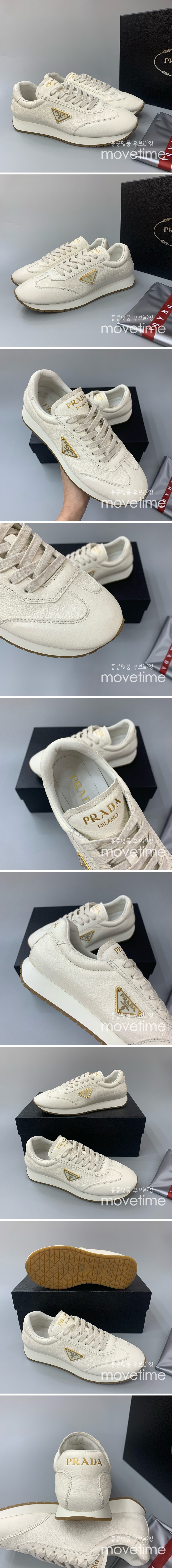 [홍콩명품,PRADA] 프라다 24SS 삼각로고 레더 가죽 스니커즈 운동화 (아이보리), SE2882, PMD, 명품스니커즈,운동화,구두,로퍼,하이탑,신발