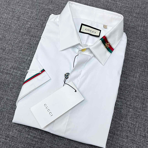 [홍콩명품.Gucci] 구찌 24SS 로고 자수 반팔 남방 셔츠 (화이트), BM13931, JQ, 홍콩명품의류,구 매대행,온라인명품