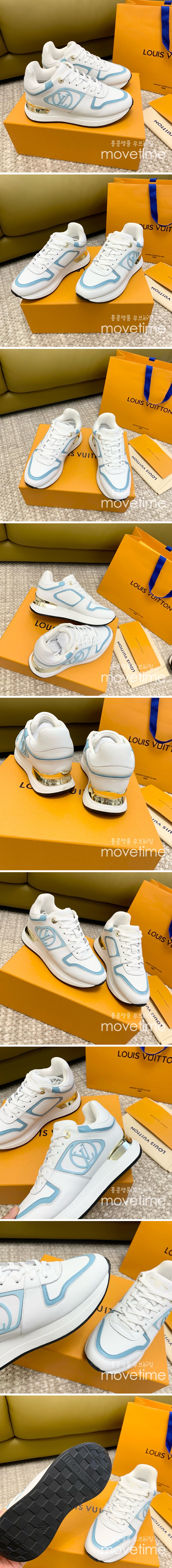 [홍콩명품.LOUIS VUITTON] 루이비통 23SS 로고 여성 RUN AWAY 스니커즈 운동화 (화이트-스카이블루), SE3437, ALW, 명품스니커즈,운동화,구두,로퍼,하이탑,신발