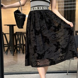[홍콩명품.CHANEL] 샤넬 24SS 로고 패턴 여성 미디 스커트 (블랙), BM14907, TBG, 홍콩명품의류,구매대행,온라인명품