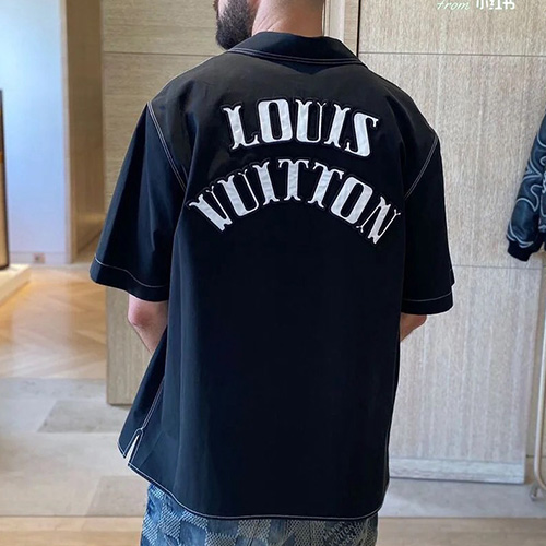 [홍콩명품.LOUIS VUITTON] 루이비통 24SS 로고 자수 데님 반팔 남방 셔츠 (블랙), BM14908, JU, 홍콩명품의류,구매대행,온라인명품