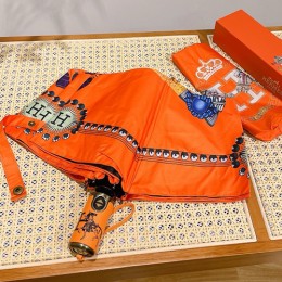[홍콩명품.Hermes] 에르메스 24SS 로고 패턴 선물용 휴대용 손잡이 장식 우산 (오렌지), ET2626, JX, 명품악세사리,팔찌,귀걸이,반지