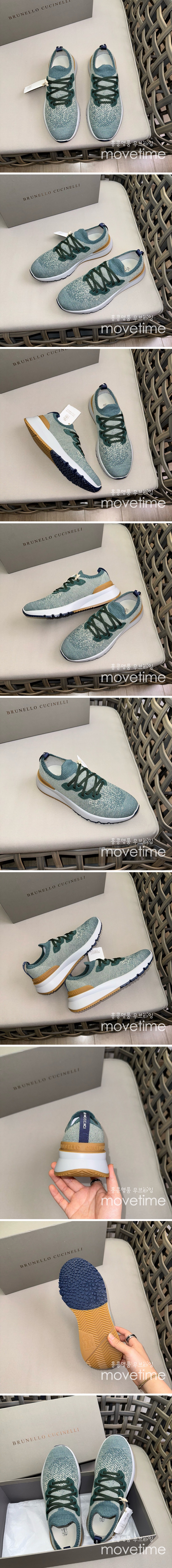 [홍콩명품.Brunello Cucinelli ] 브루넬로쿠치넬리 24SS 로고 MACCCXCI 스니커즈 운동화 (그린), SE3711, S2, 명품스니커즈,운동화,구두,로퍼,하이탑,신발