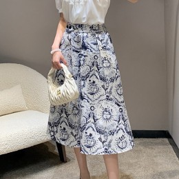 [홍콩명품,Christian Dior] 디올 24SS 로고 패턴 여성 미디 스커트 (화이트), BM14942, SG, 홍콩명품의류,구매대행,온라인명품