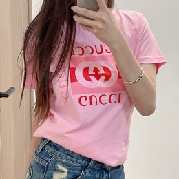 [홍콩명품.Gucci] 구찌 24SS 로고 프린트 여성 반팔 티셔츠 (핑크), BM14999, KB, 홍콩명품의류,구매대행,온라인명품