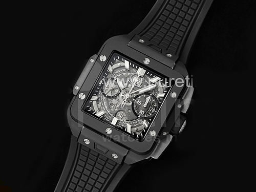 [홍콩명품시계.HUBLOT] 휴블럿 스퀘어 뱅 유니코 크로노그래프 블랙 세라믹 베젤 스켈레톤 다이얼