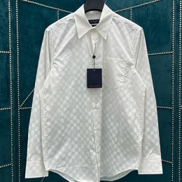 [홍콩명품.LOUIS VUITTON] 루이비통 24SS 로고 다미에 포플린 남방 셔츠 (화이트), BM15470, JU, 홍콩명품의류,구매대행,온라인명품
