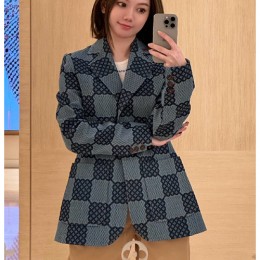 [홍콩명품.LOUIS VUITTON] 루이비통 24SS 로고 다미에 여성 정장 수트 자켓 (블루), BM15760, KSM, 홍콩명품의류,구매대행,온라인명품