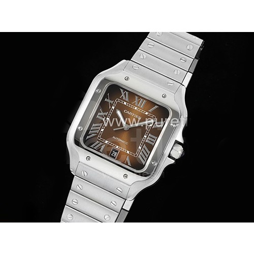 [홍콩명품시계.CARTIER] 까르띠에 산토스 드에 까르띠에 40mm 브라운 다이얼 메탈밴드