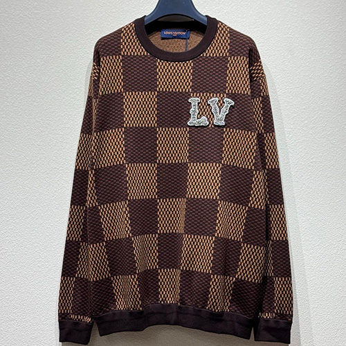 [홍콩명품.LOUIS VUITTON] 루이비통 24SS 로고 다미에 맨투맨 티셔츠 (브라운), BM16651, KB, 홍콩명품의류,구매대행,온라인명품