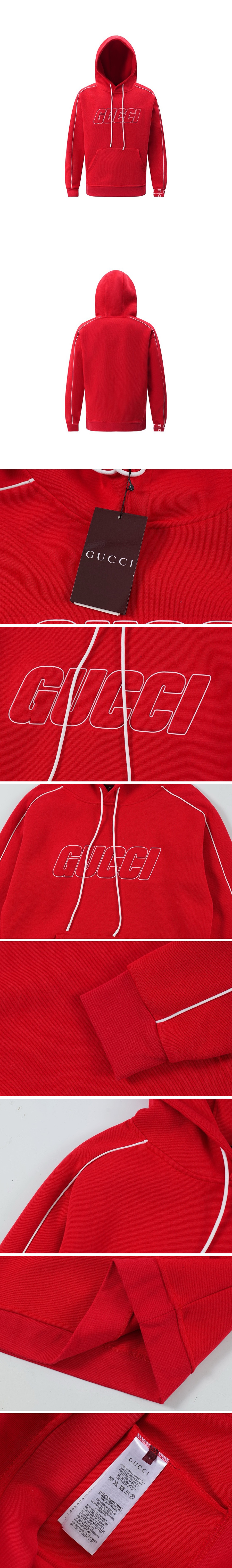 [홍콩명품.Gucci] 구찌 24SS 로고 코튼 후드 티셔츠 (레드), BM16890, TOP, 홍콩명품의류,구매대행,온라인명품