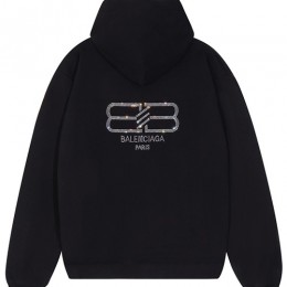 [홍콩명품.BALENCIAGA] 발렌시아가 24SS 로고 스터드 장식 후드 티셔츠 (블랙), BM16892, TOP, 홍콩명품의류,구매대행,온라인명품